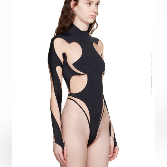 MUGLER rodeo, Black hearts 🖤 cut out bodysuit with sheer mesh panels, lu… - Picture 15 of 16